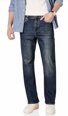 Amazon Essentials Mens Straight-Fit Stretch Jean Mens Dark Wash 36X34L New